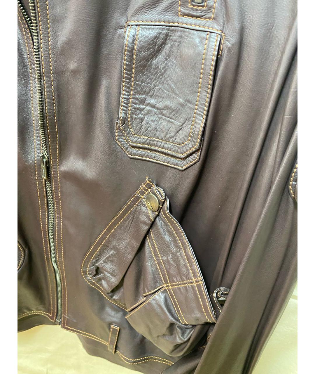 FENDI Коричневая кожаная куртка, фото 5