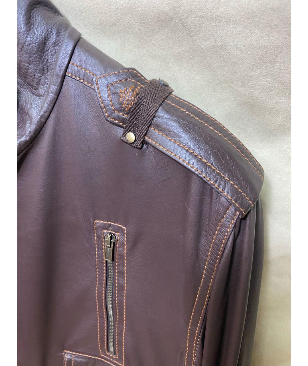FENDI Коричневая кожаная куртка, фото 6
