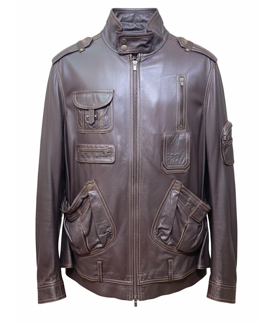 FENDI Коричневая кожаная куртка, фото 1