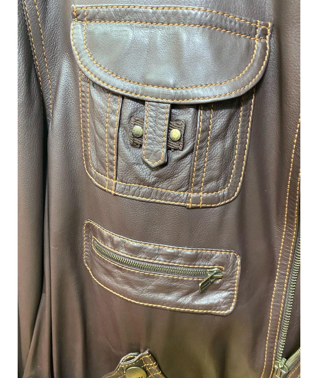 FENDI Коричневая кожаная куртка, фото 4