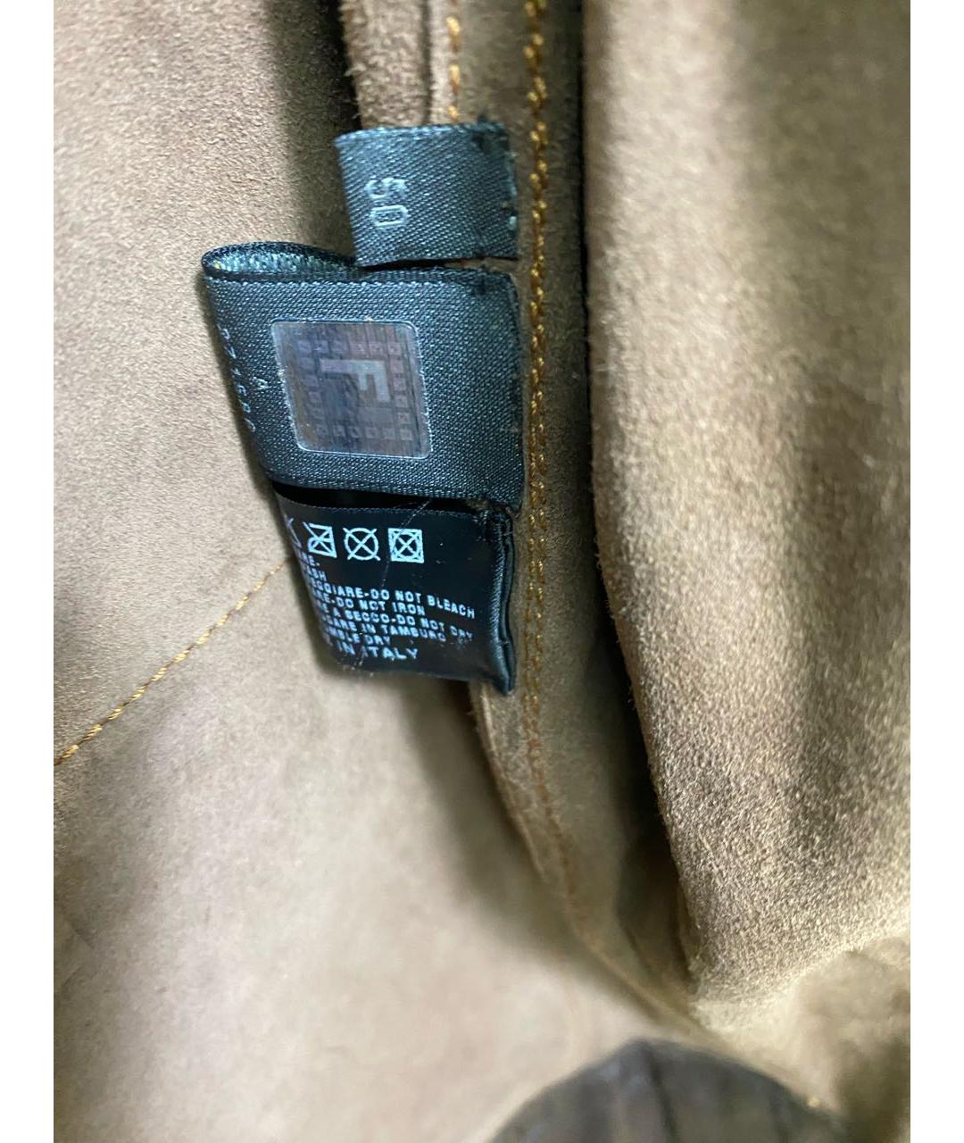 FENDI Коричневая кожаная куртка, фото 7