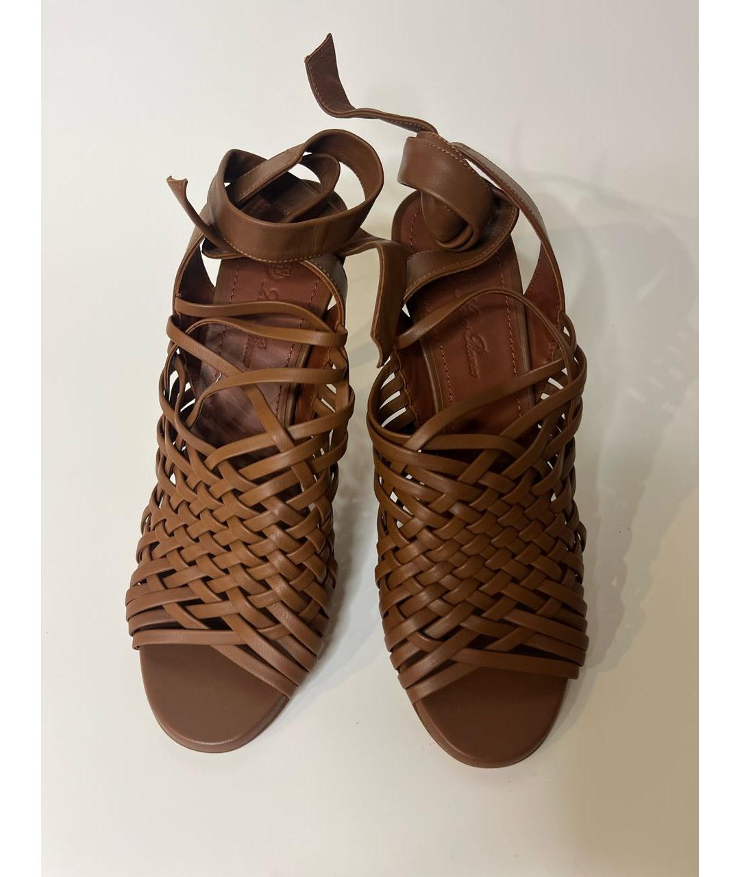 LORO PIANA Коричневые кожаные босоножки, фото 2