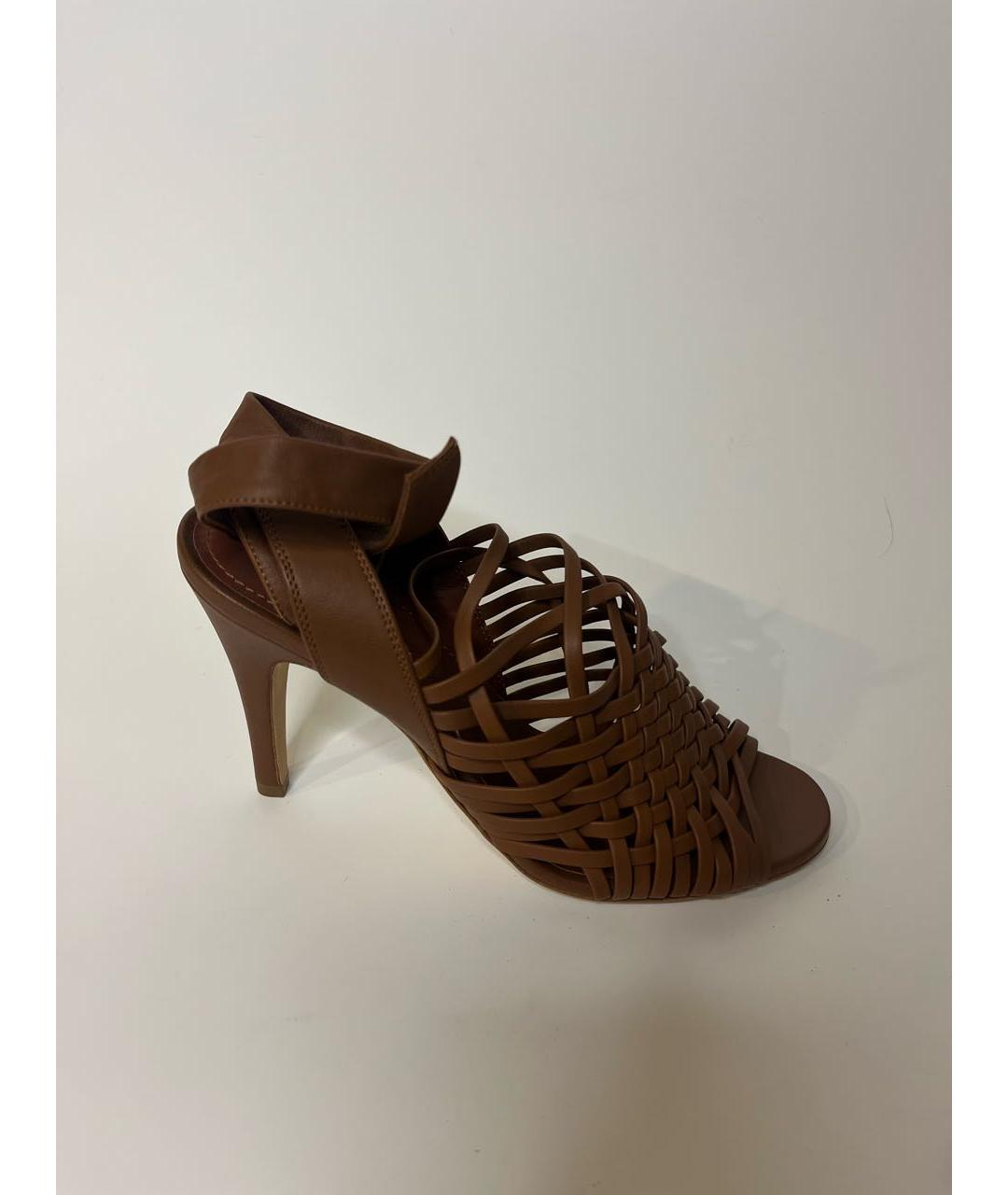 LORO PIANA Коричневые кожаные босоножки, фото 9