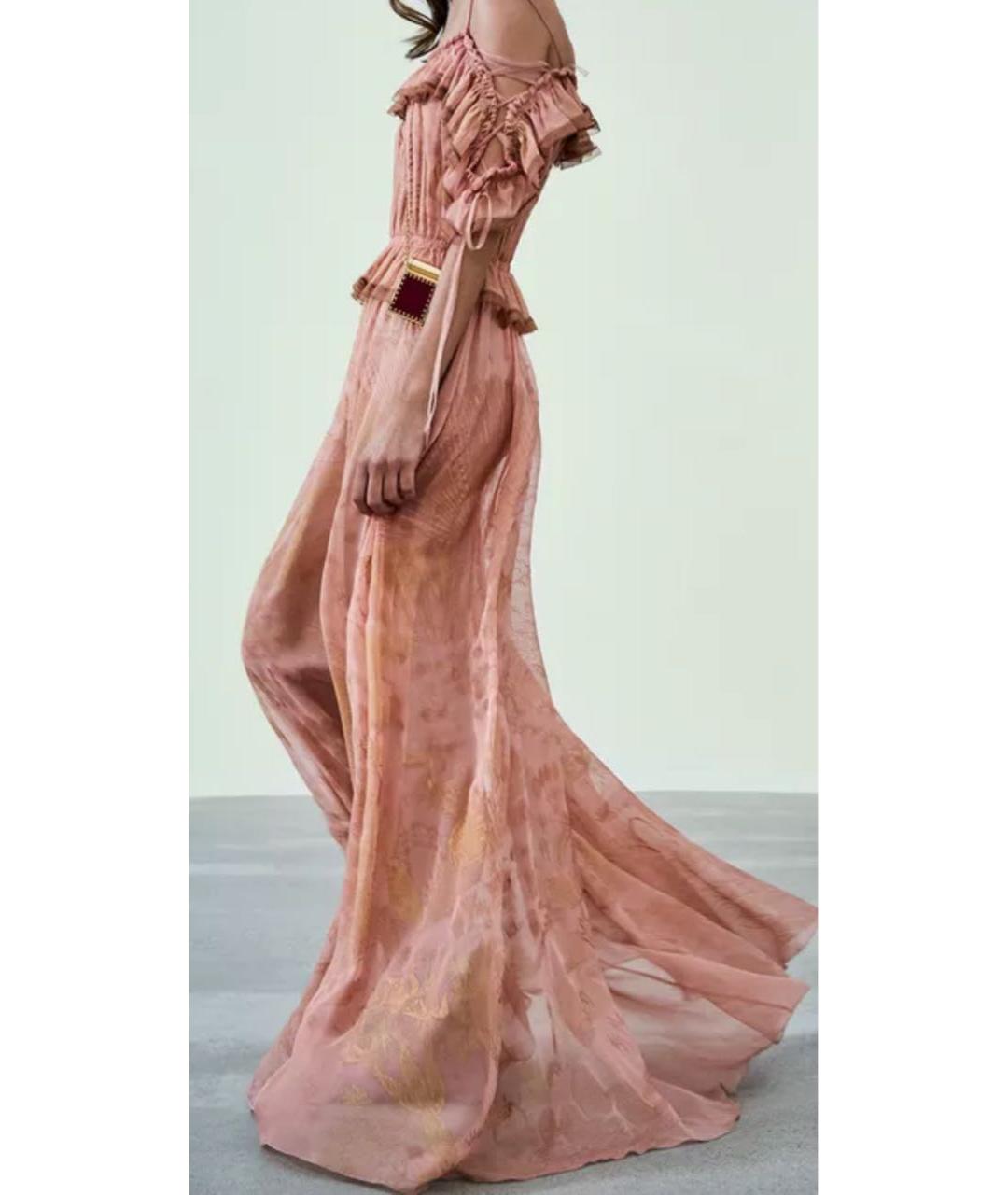 VALENTINO Розовое шифоновое вечернее платье, фото 4