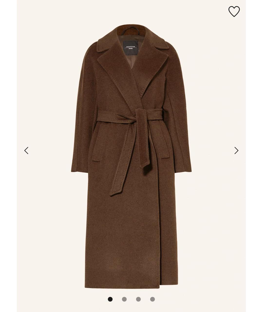 WEEKEND MAX MARA Коричневое шерстяное пальто, фото 7