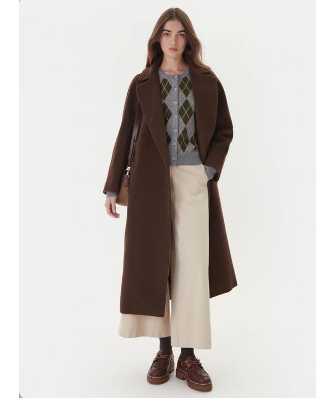 WEEKEND MAX MARA Коричневое шерстяное пальто, фото 6