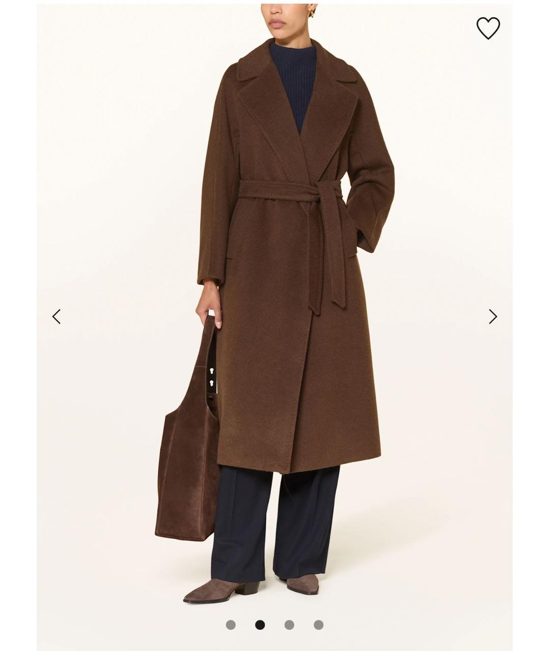 WEEKEND MAX MARA Коричневое шерстяное пальто, фото 2