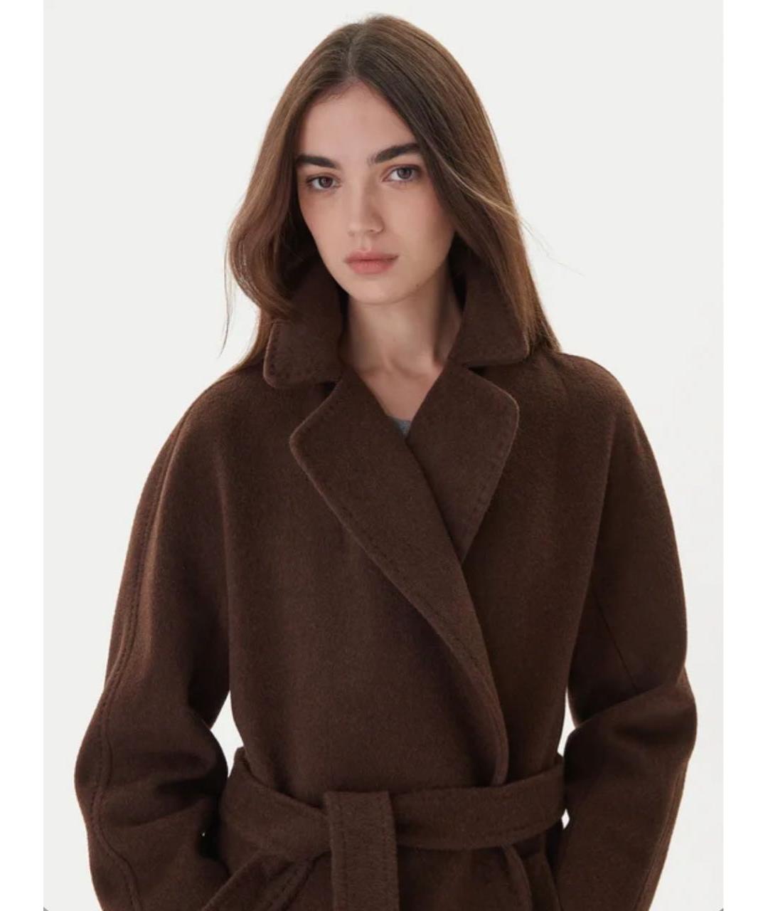 WEEKEND MAX MARA Коричневое шерстяное пальто, фото 4