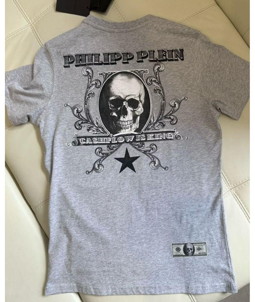 PHILIPP PLEIN Антрацитовая хлопковая футболка, фото 3