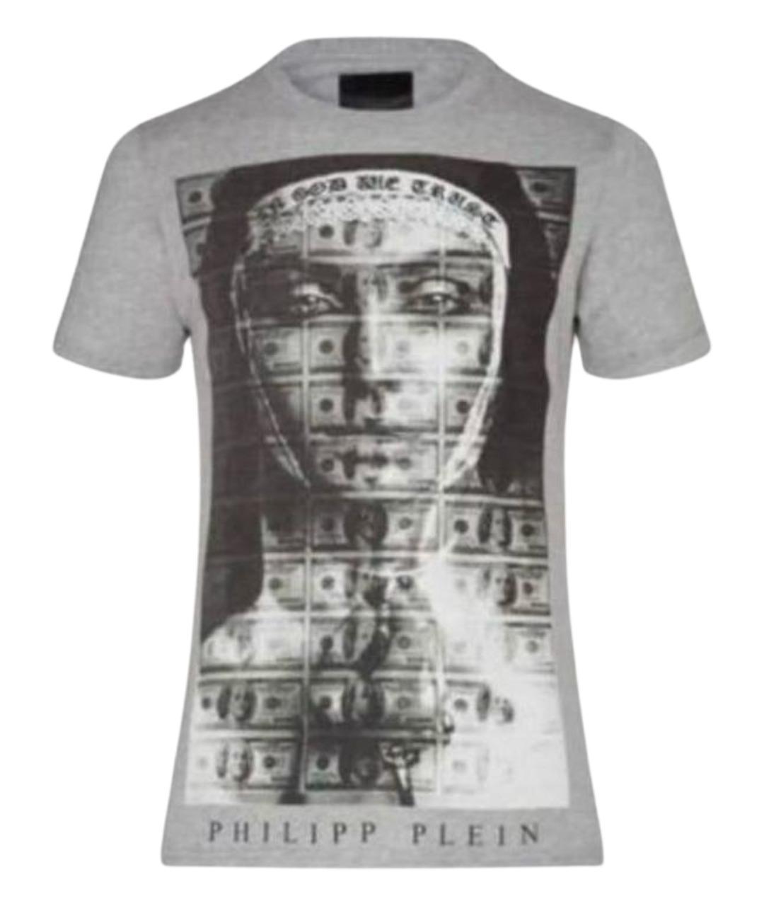 PHILIPP PLEIN Антрацитовая хлопковая футболка, фото 1