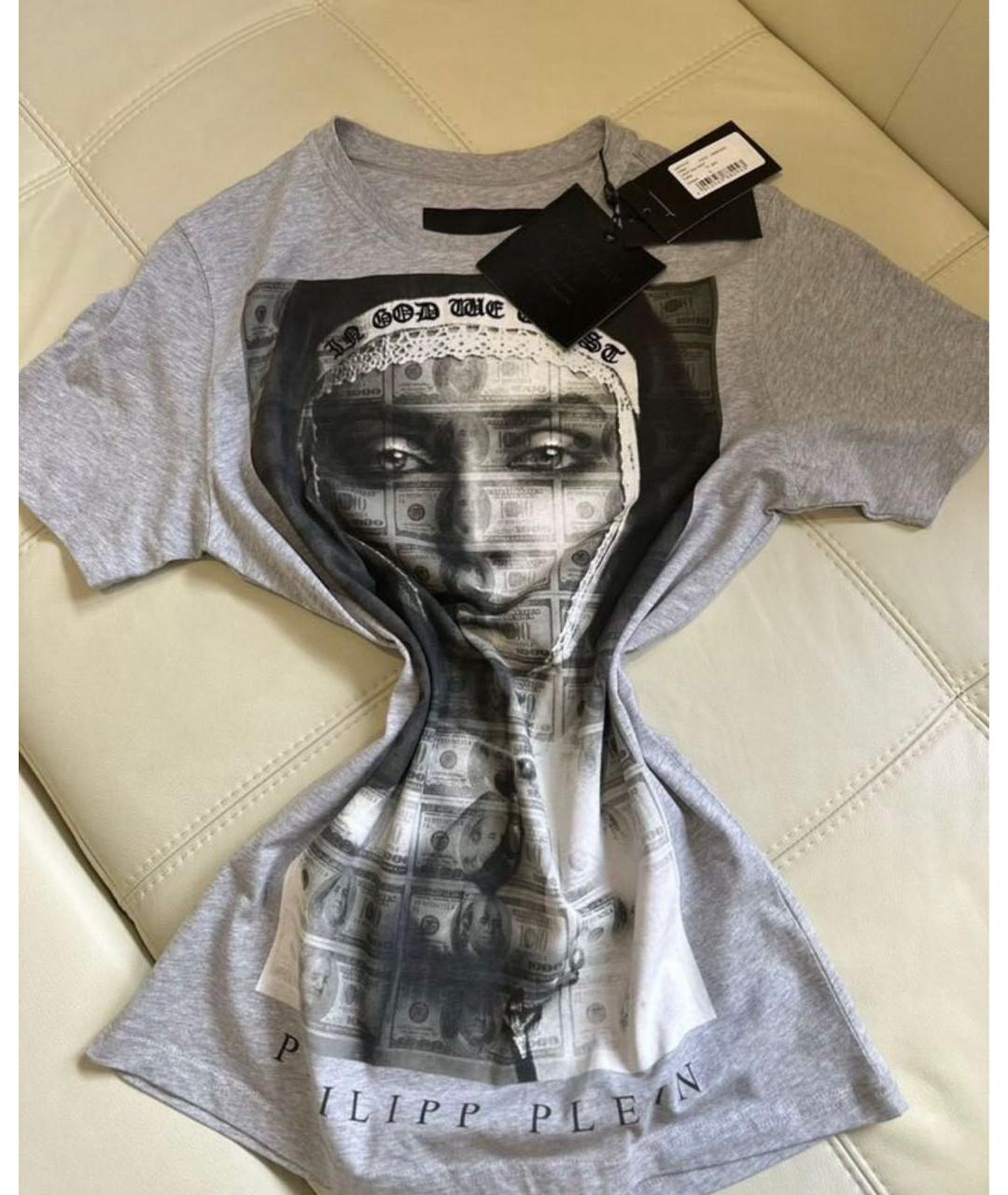 PHILIPP PLEIN Антрацитовая хлопковая футболка, фото 5