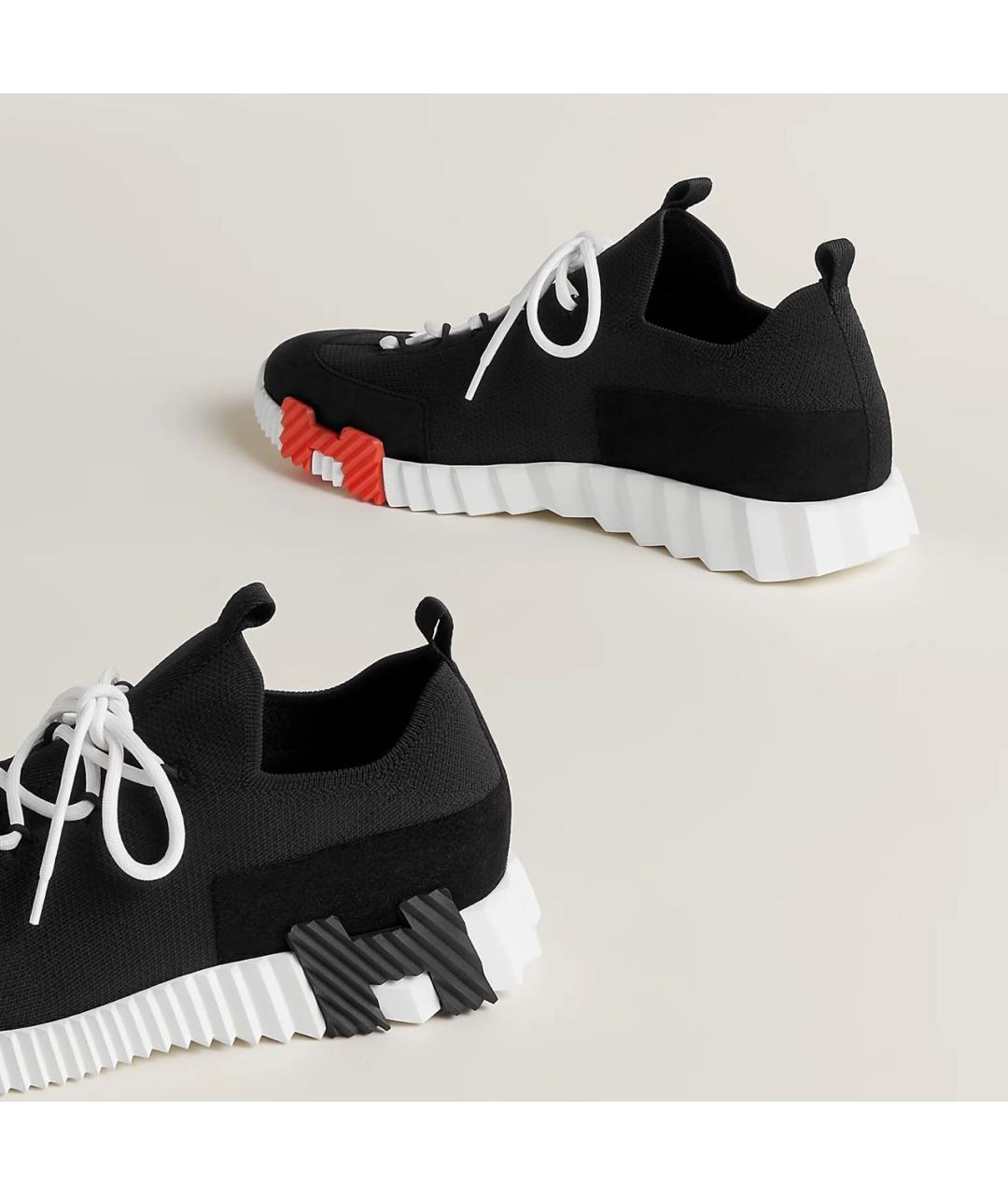 HERMES Черные текстильные низкие кроссовки / кеды, фото 4