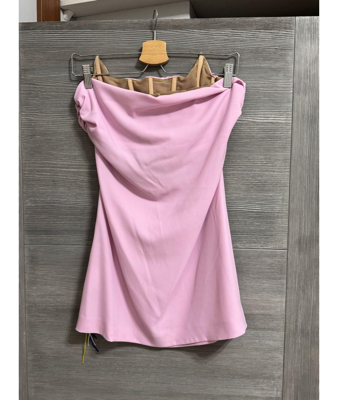 GIUSEPPE DI MORABITO Розовое полиэстеровое коктейльное платье, фото 6