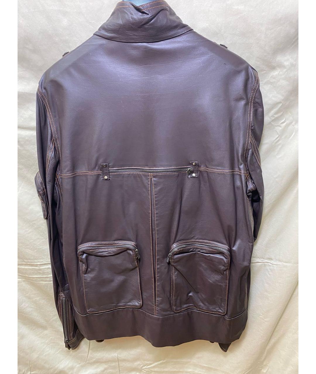 FENDI Бордовая кожаная куртка, фото 2