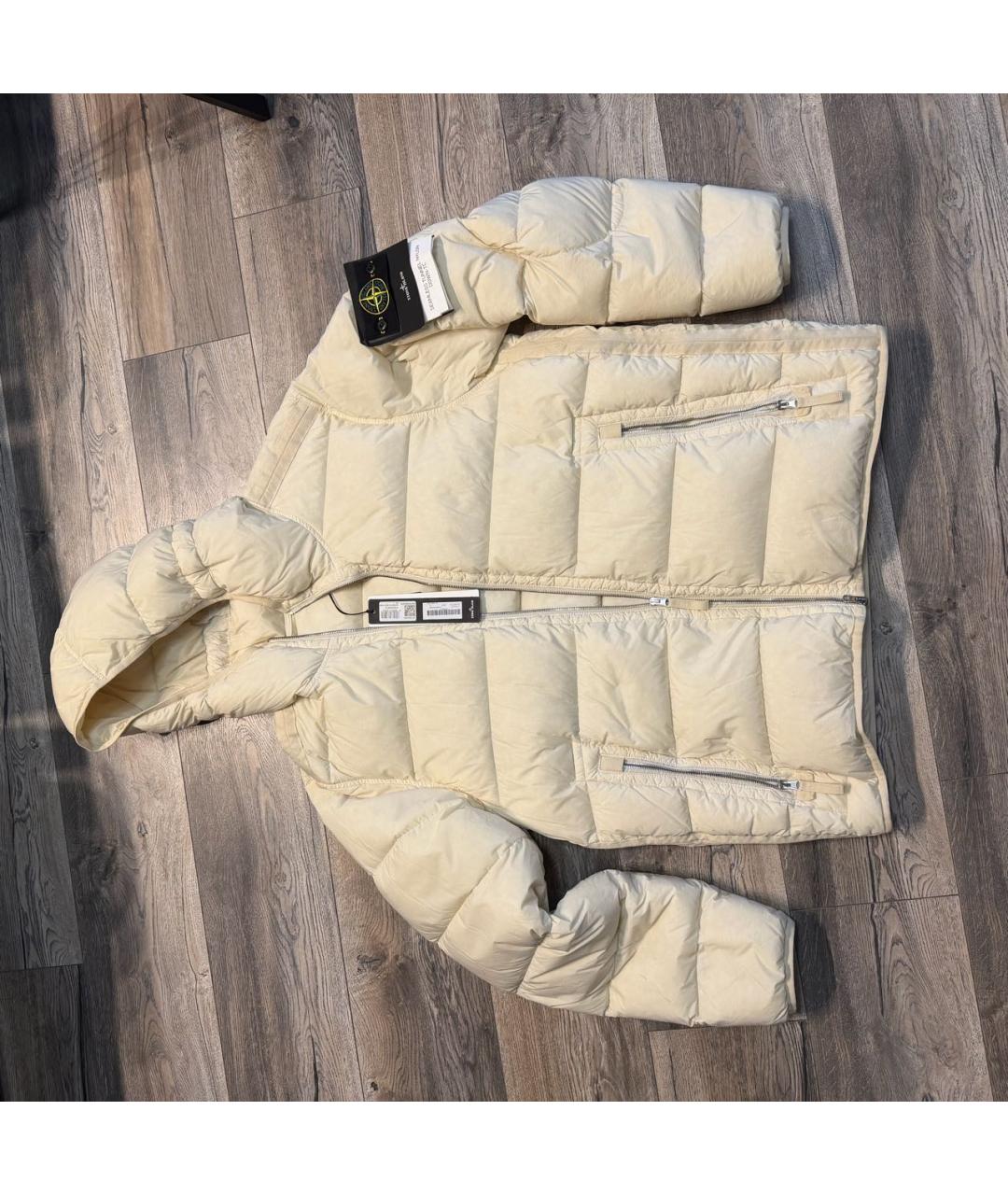 STONE ISLAND Бежевый полиамидовый пуховик, фото 5
