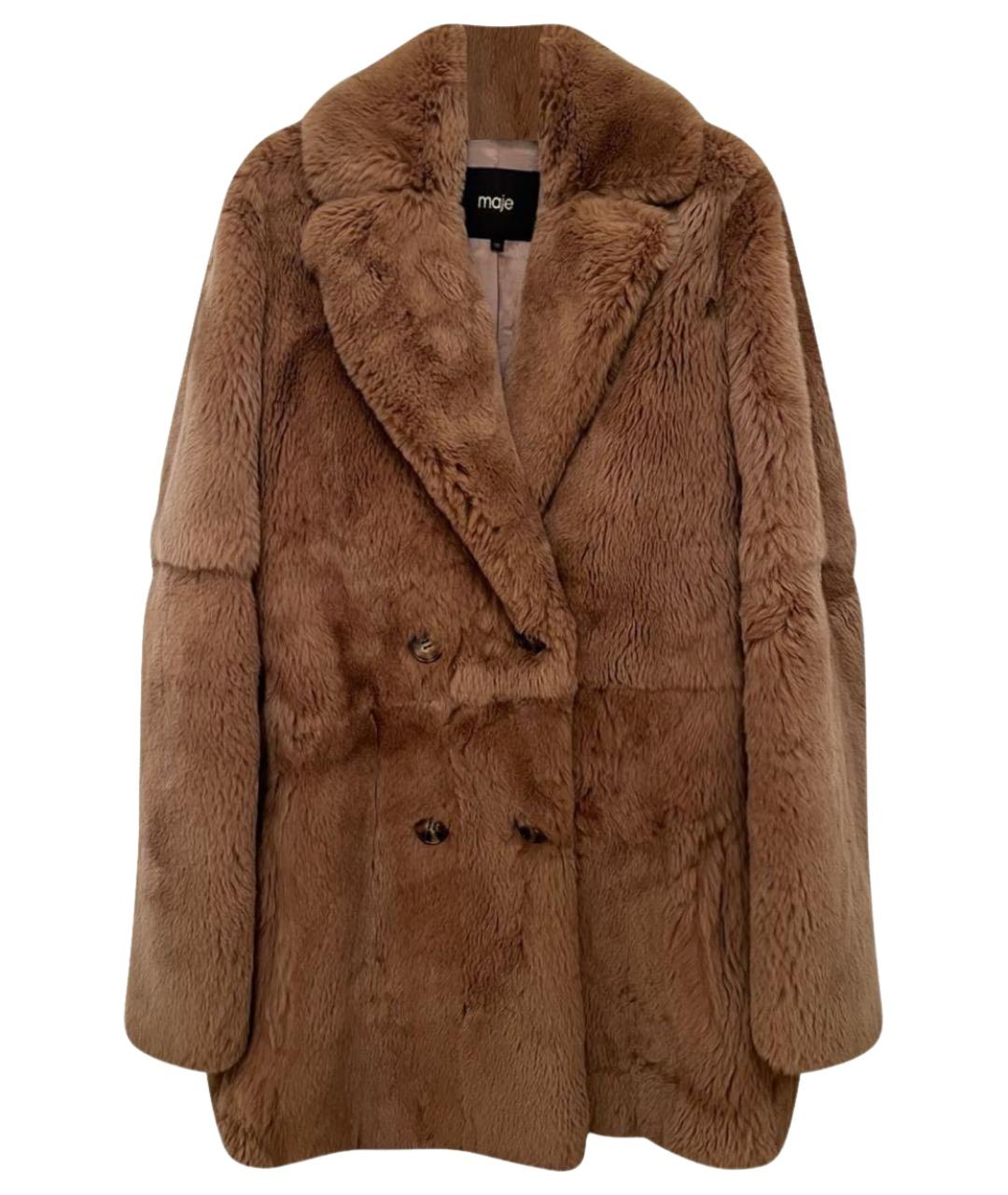 MAJE Бежевая меховая шуба, фото 1