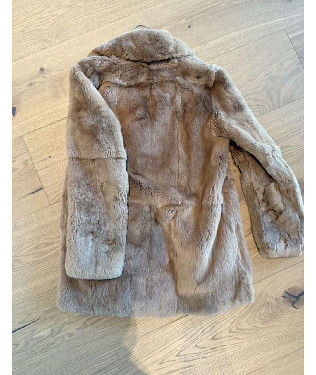 MAJE Бежевая меховая шуба, фото 7