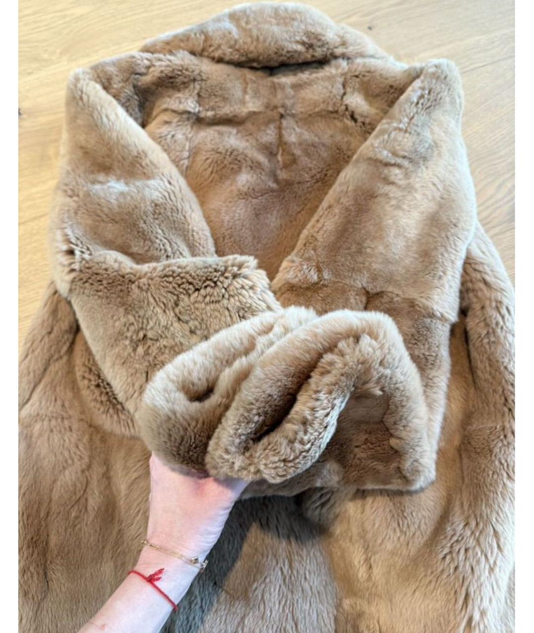 MAJE Бежевая меховая шуба, фото 8