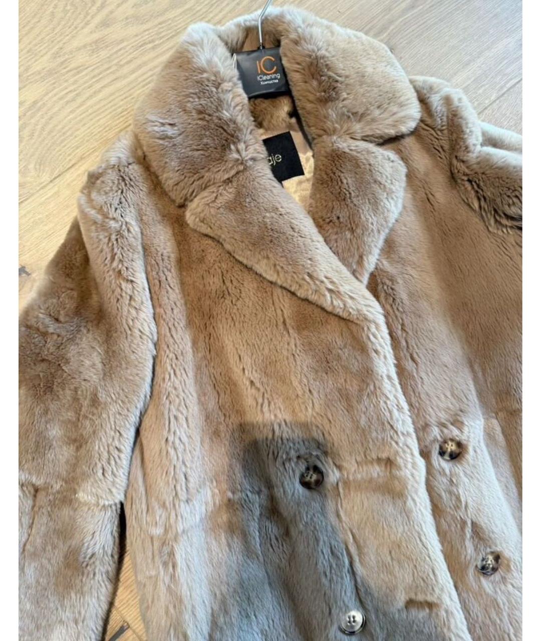 MAJE Бежевая меховая шуба, фото 4