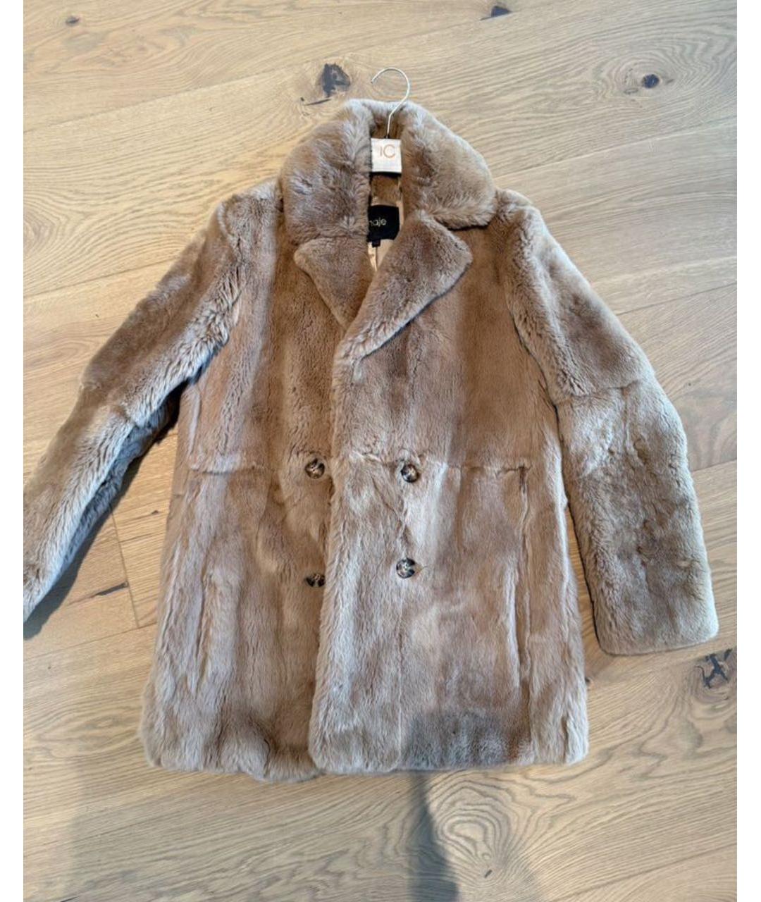 MAJE Бежевая меховая шуба, фото 2