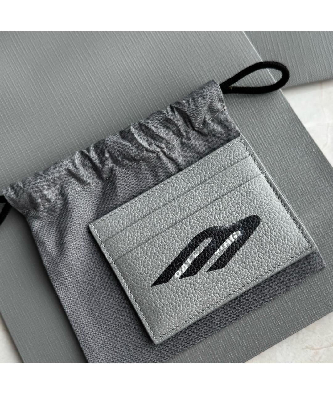 BALENCIAGA Серый кожаный кардхолдер, фото 4