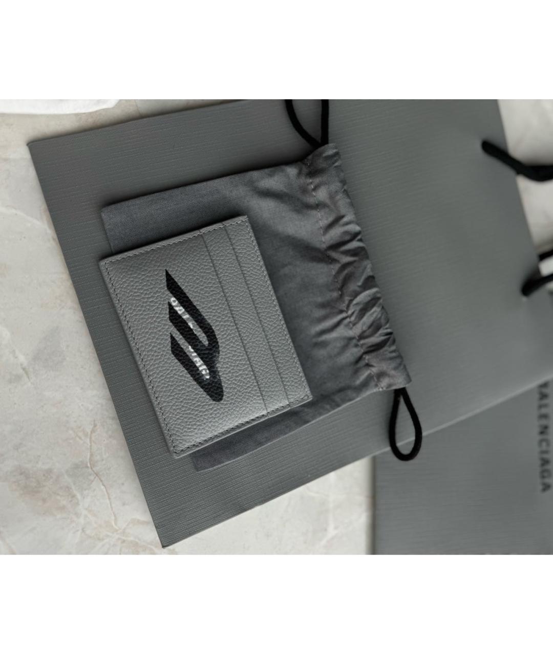 BALENCIAGA Серый кожаный кардхолдер, фото 5