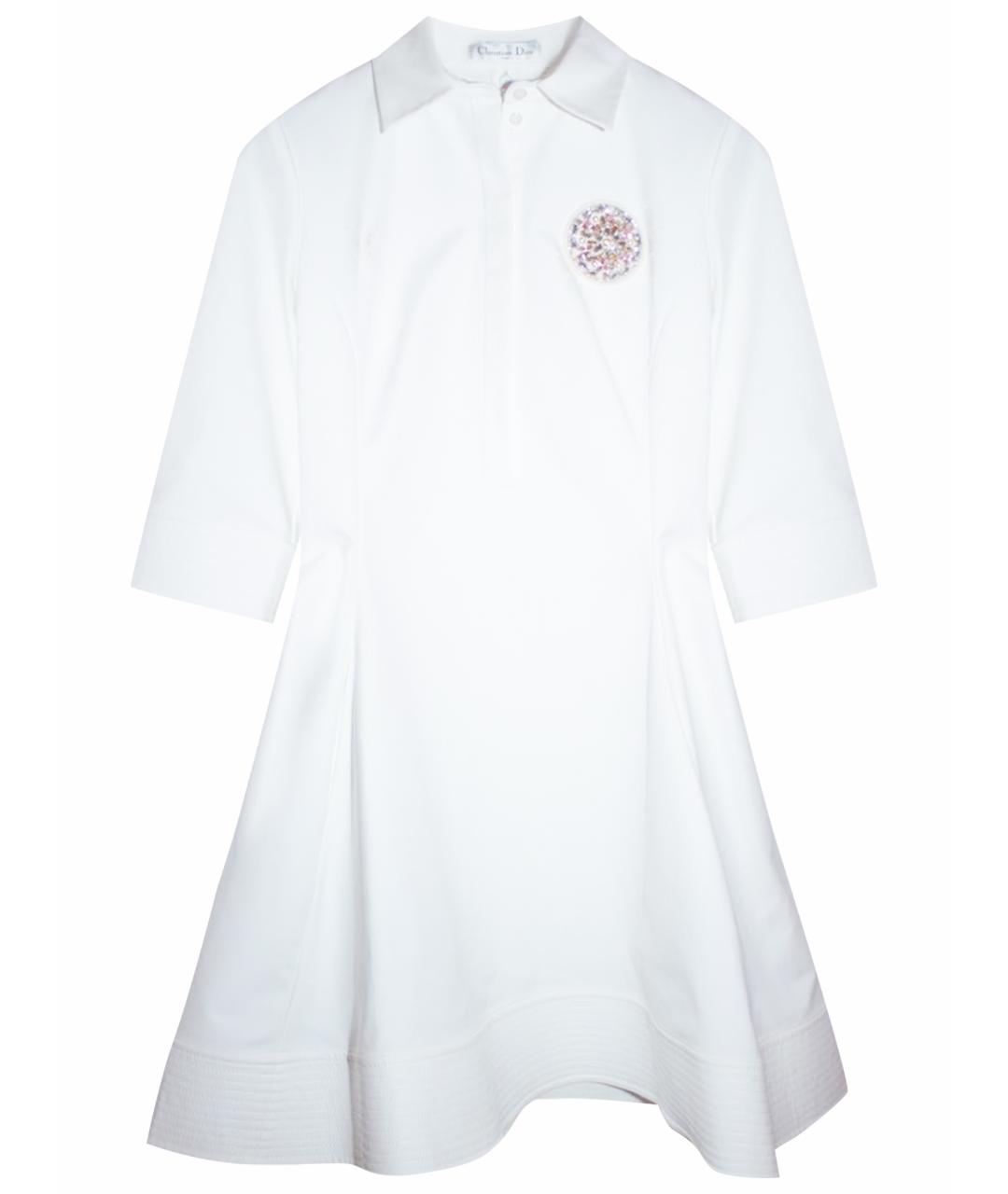 CHRISTIAN DIOR Белое хлопковое коктейльное платье, фото 1
