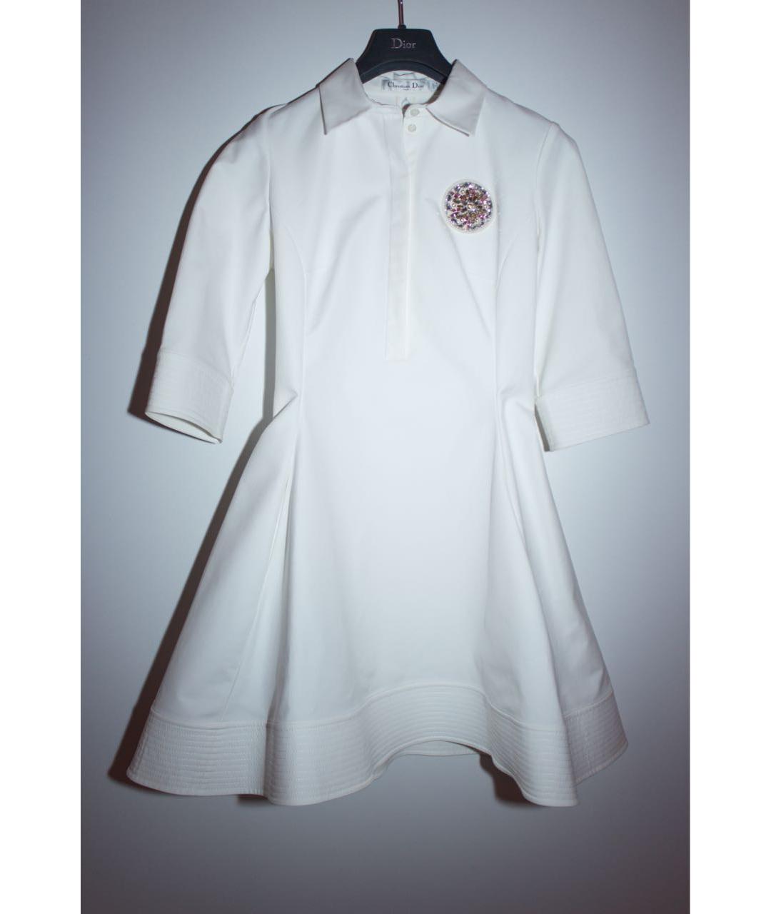 CHRISTIAN DIOR Белое хлопковое коктейльное платье, фото 5