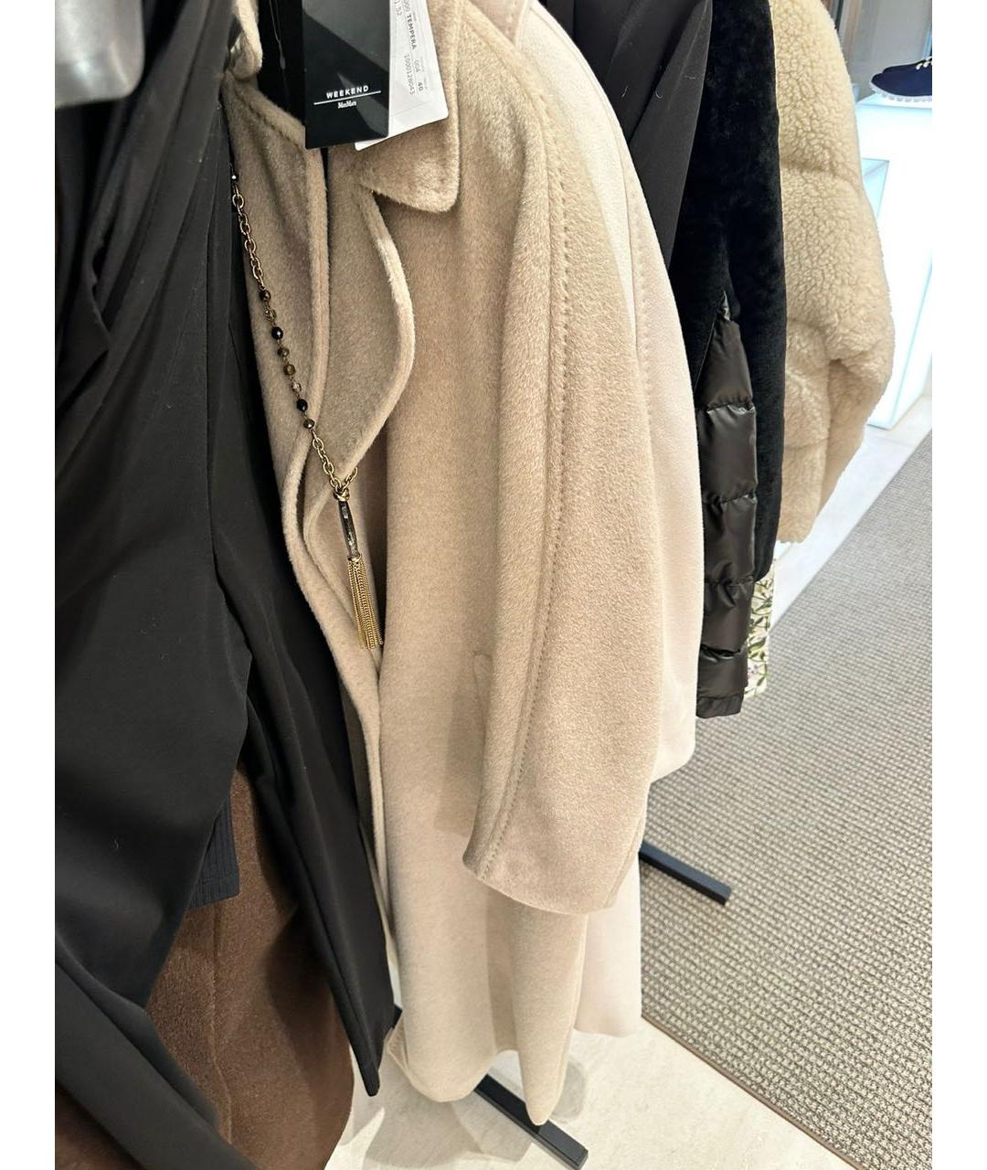WEEKEND MAX MARA Бежевое шерстяное пальто, фото 7