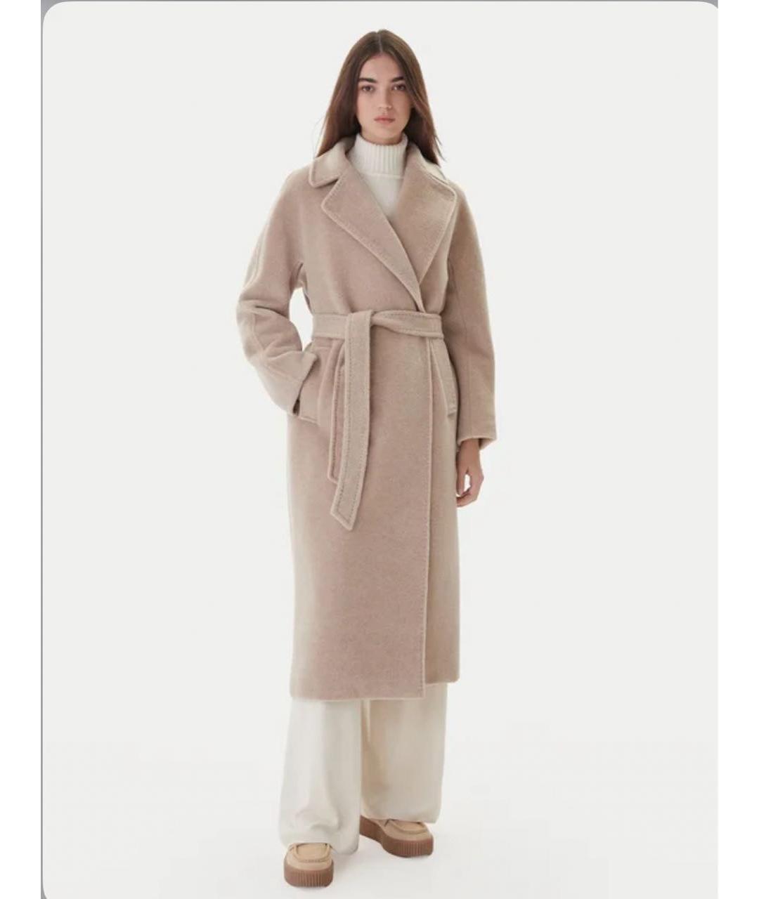 WEEKEND MAX MARA Бежевое шерстяное пальто, фото 2