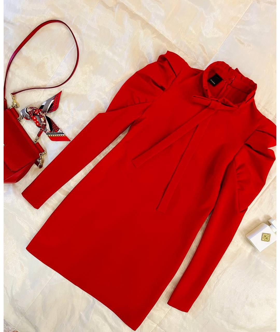 PINKO Красное полиэстеровое повседневное платье, фото 9