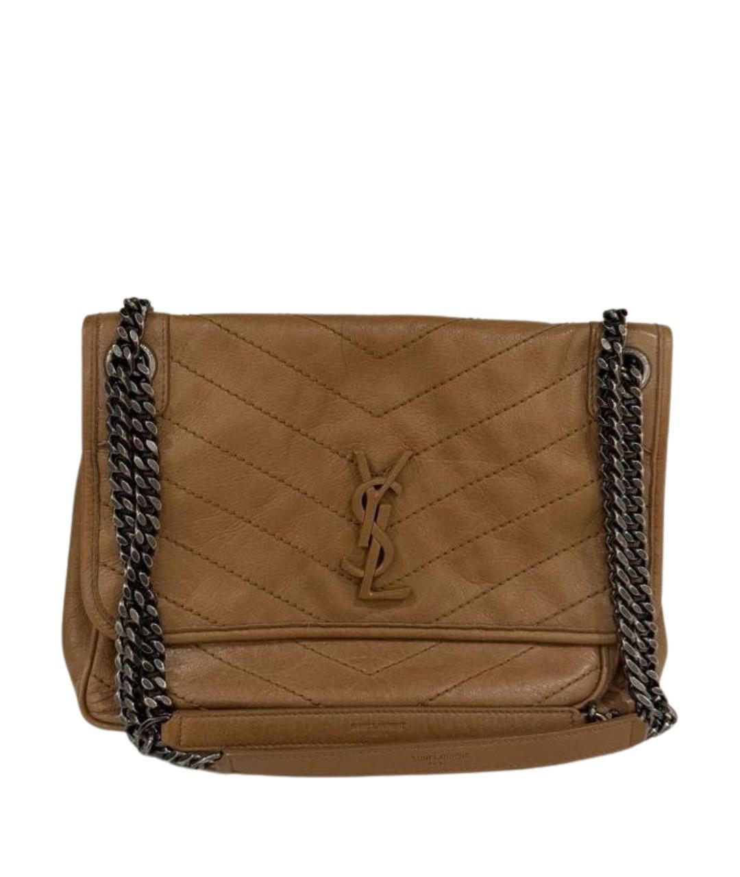 SAINT LAURENT Бежевая кожаная сумка через плечо, фото 1