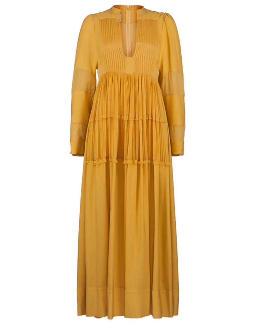 VALENTINO Горчичное шелковое повседневное платье, фото 2