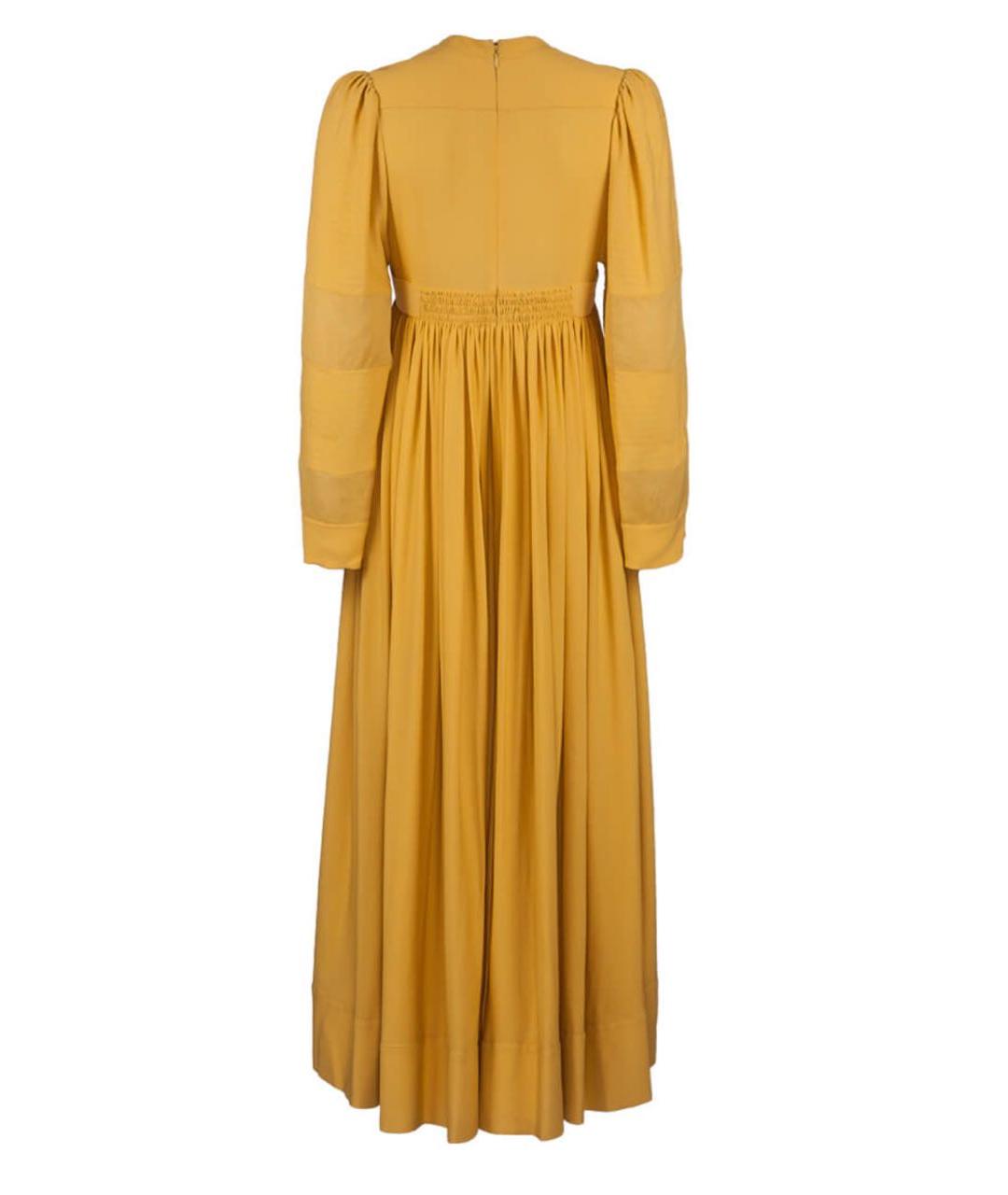 VALENTINO Горчичное шелковое повседневное платье, фото 3