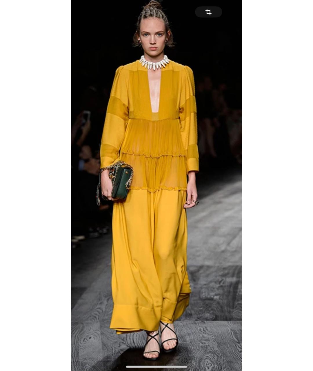 VALENTINO Горчичное шелковое повседневное платье, фото 5