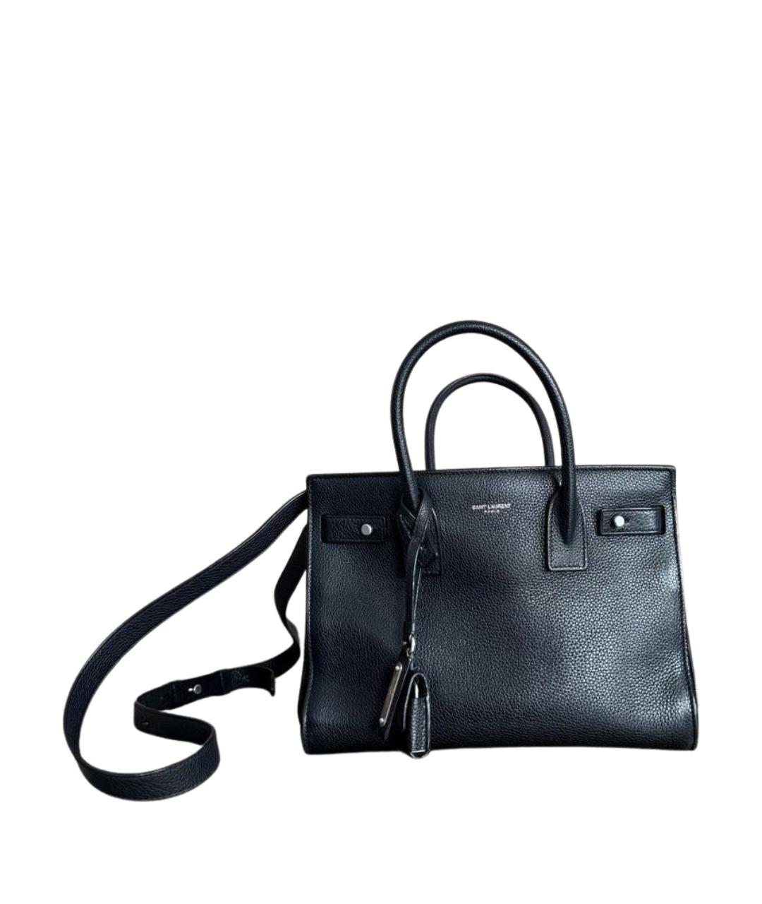 SAINT LAURENT Черная кожаная сумка с короткими ручками, фото 1