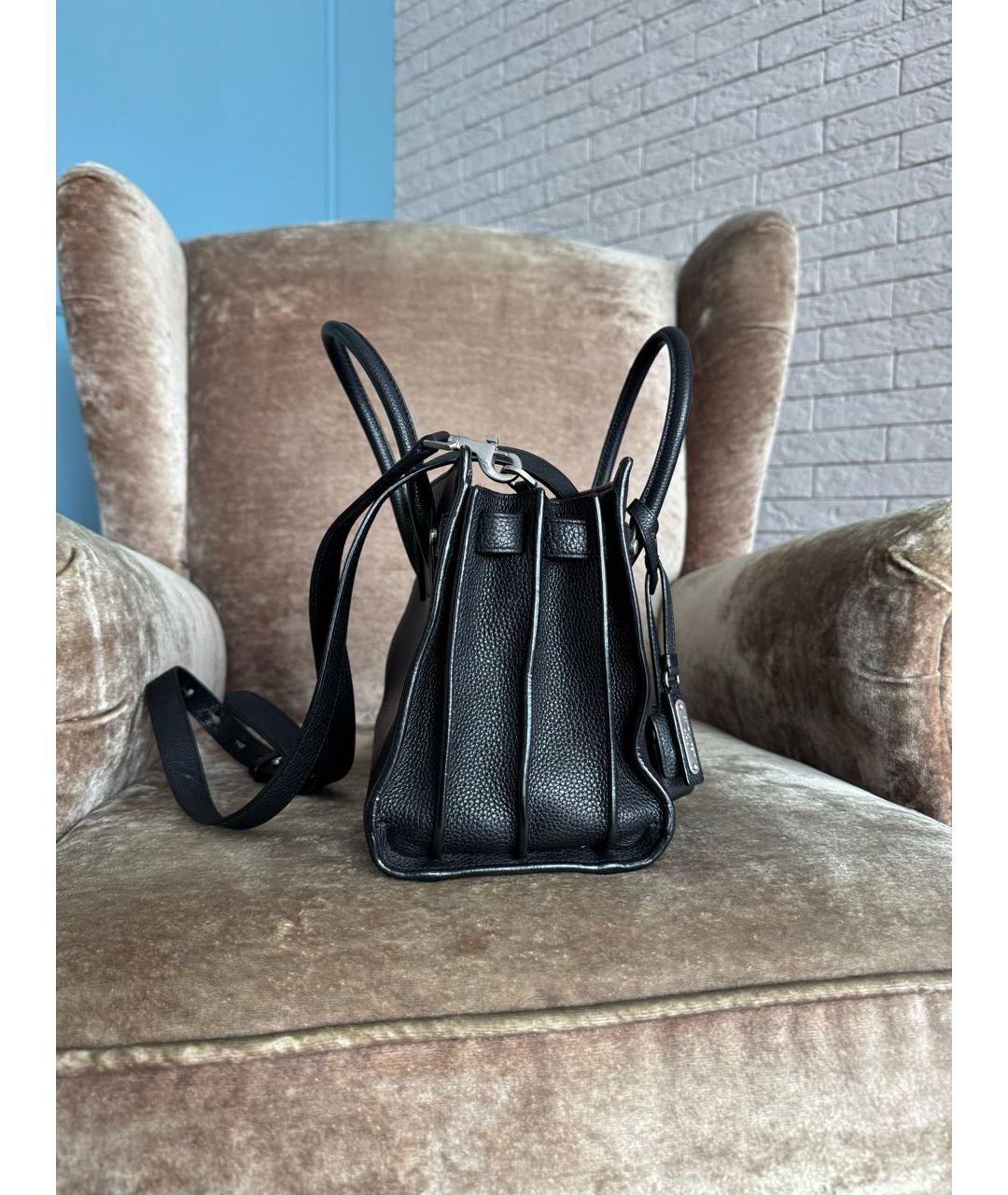 SAINT LAURENT Черная кожаная сумка с короткими ручками, фото 5