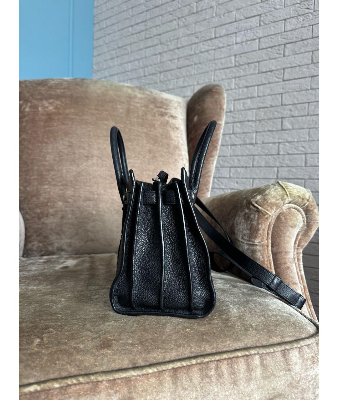 SAINT LAURENT Черная кожаная сумка с короткими ручками, фото 4