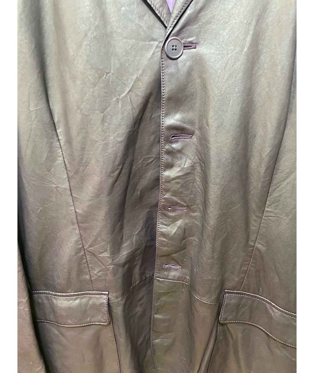 BOTTEGA VENETA Коричневый кожаный пиджак, фото 4