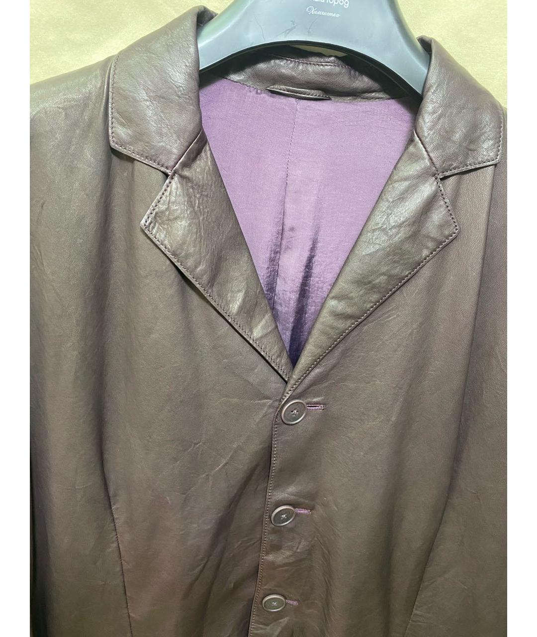 BOTTEGA VENETA Коричневый кожаный пиджак, фото 6