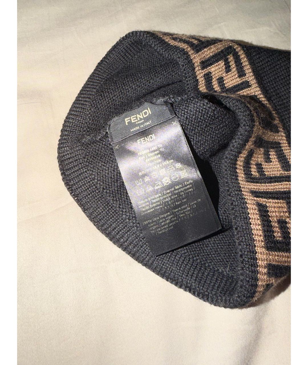 FENDI Черная шерстяная шапка, фото 2