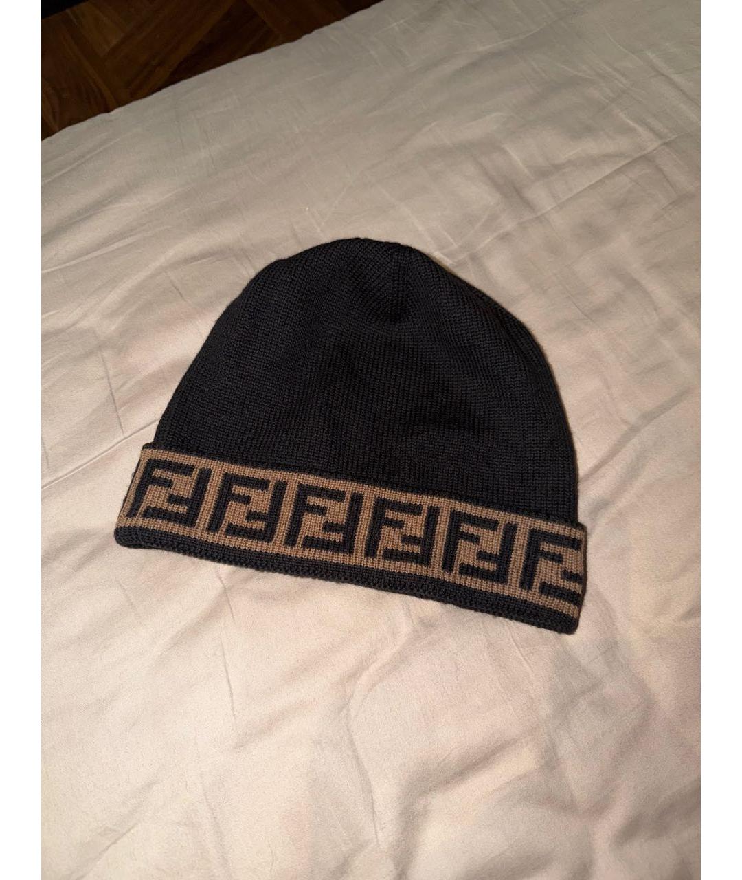 FENDI Черная шерстяная шапка, фото 3