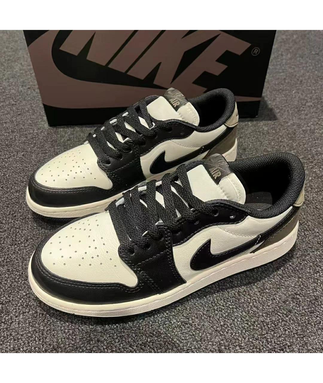 JORDAN Коричневые кожаные низкие кроссовки / кеды, фото 2