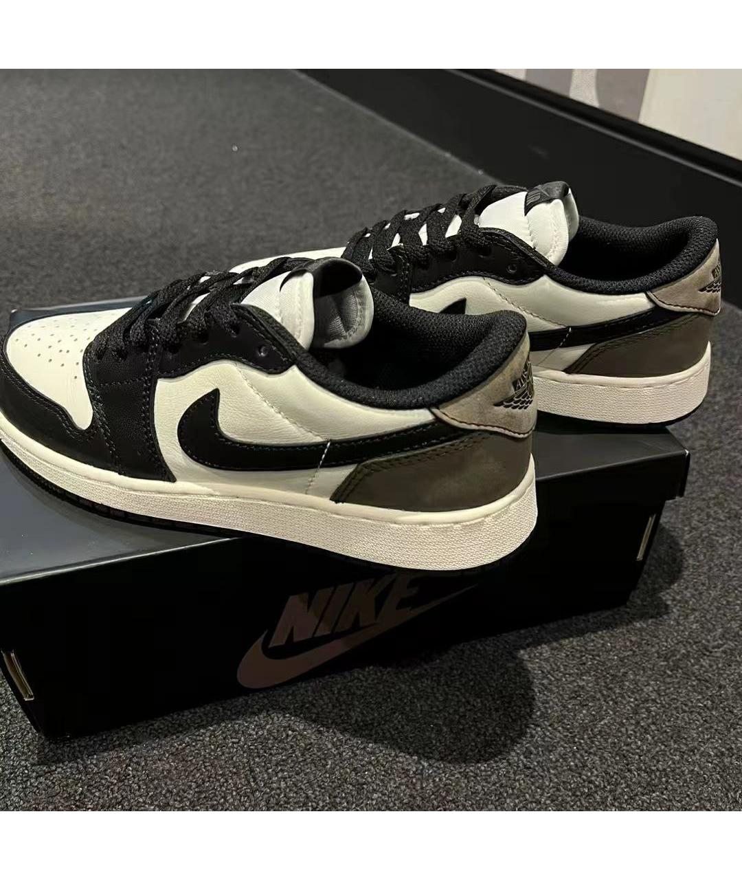 JORDAN Коричневые кожаные низкие кроссовки / кеды, фото 5