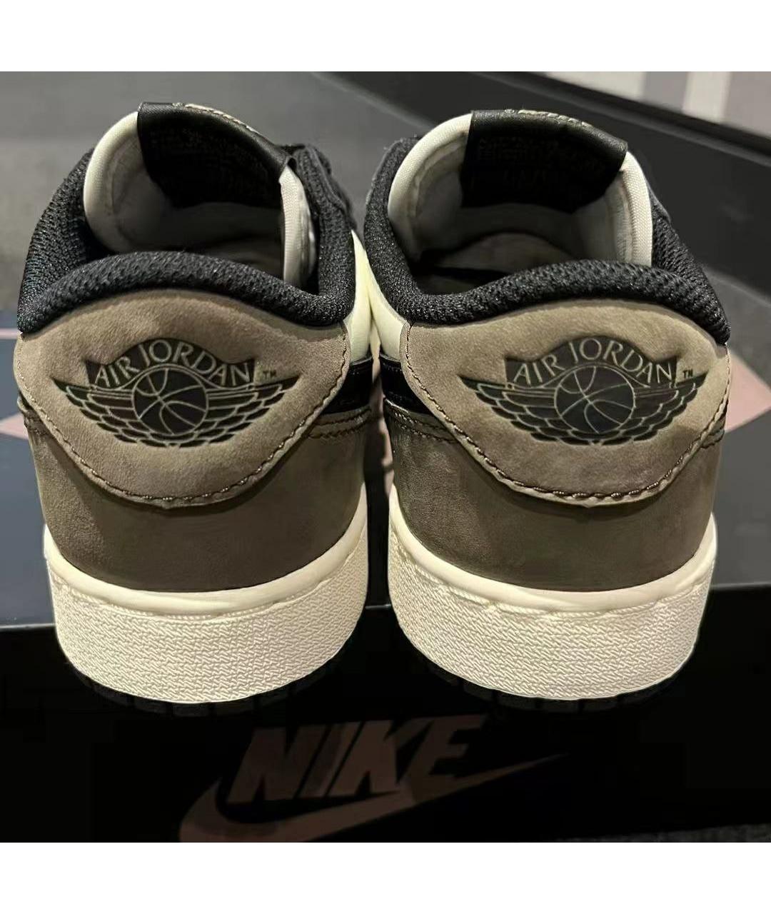 JORDAN Коричневые кожаные низкие кроссовки / кеды, фото 6