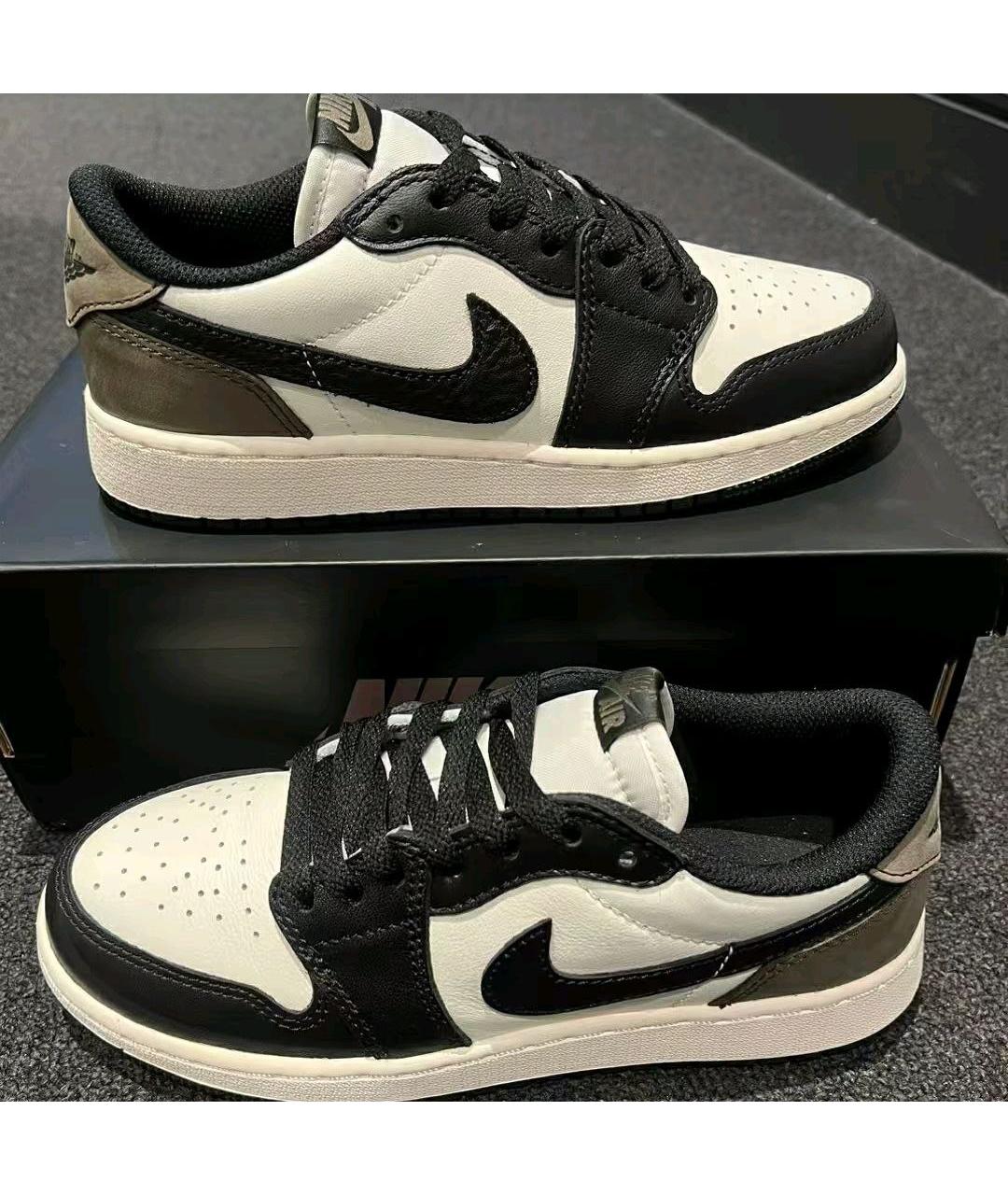 JORDAN Коричневые кожаные низкие кроссовки / кеды, фото 3