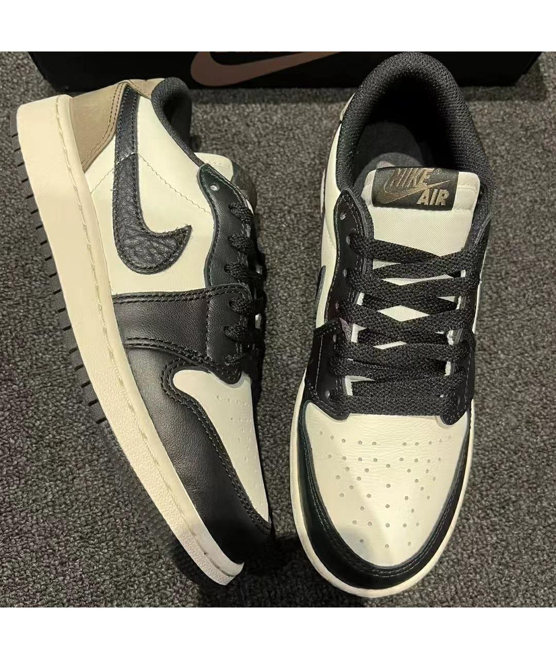 JORDAN Коричневые кожаные низкие кроссовки / кеды, фото 4