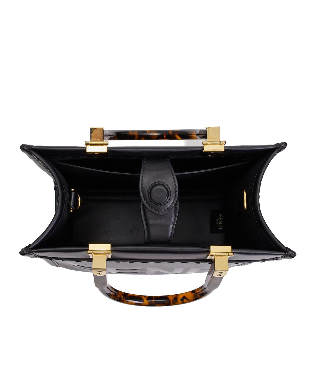 FENDI Черная кожаная сумка через плечо, фото 5