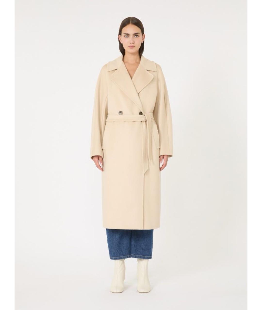 WEEKEND MAX MARA Бежевое шерстяное пальто, фото 2