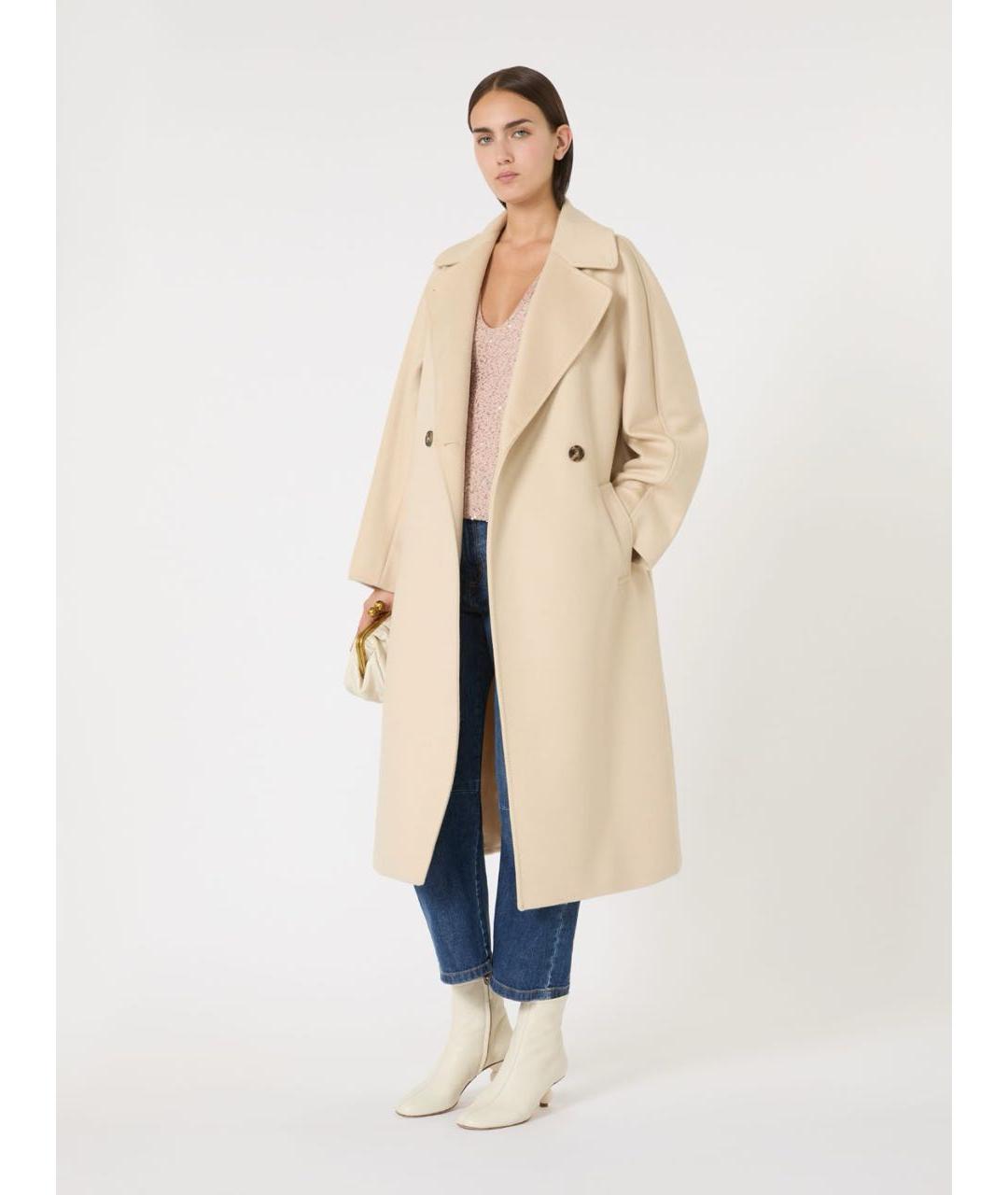 WEEKEND MAX MARA Бежевое шерстяное пальто, фото 3
